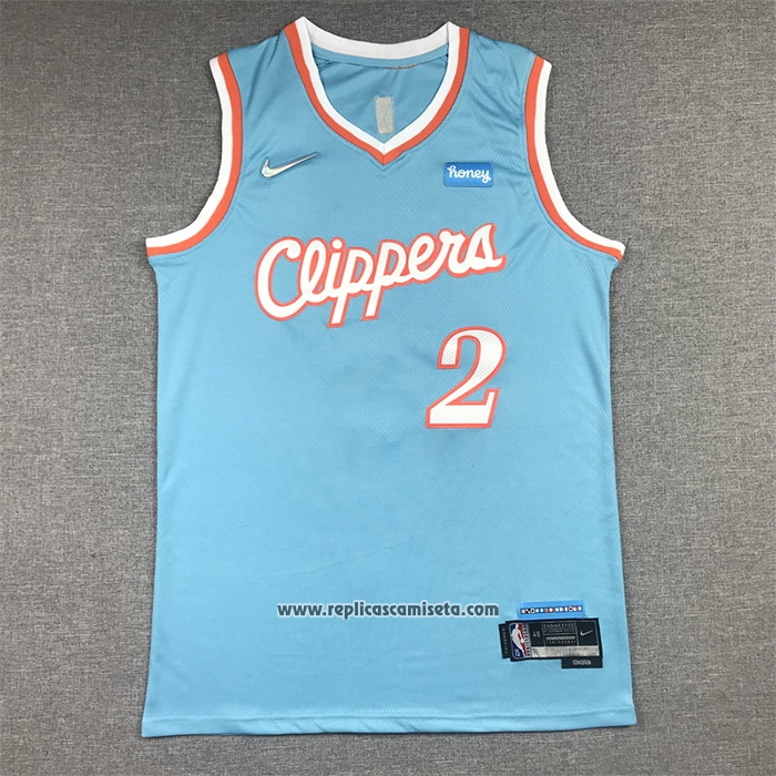 Camiseta Los Angeles Clippers Kawhi Leonard #2 Ciudad 2021-22 Azul